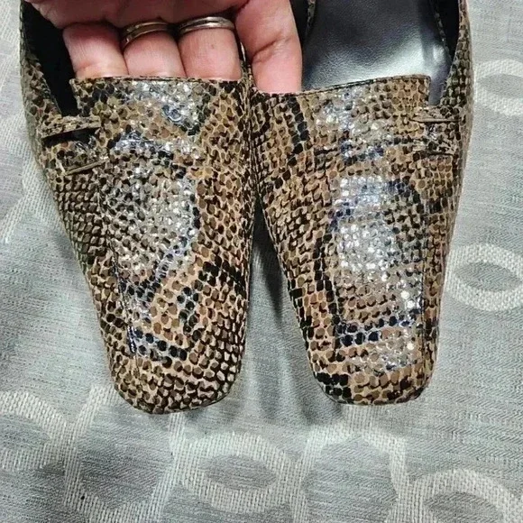 Colin Stuart Leather Snake Printed Sling Back Heels Size 7 - Picture 3 of 9